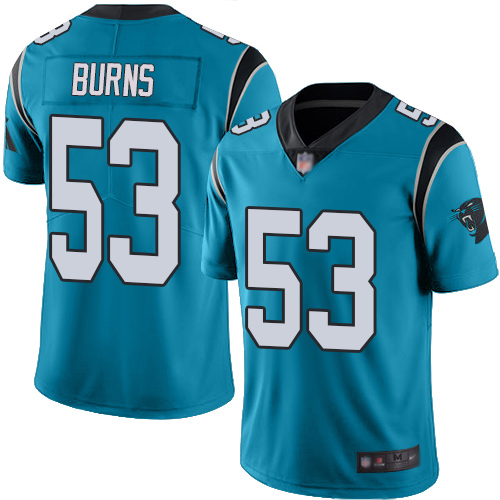 Panthers 53 Brian Burns Blue Men Stitched Football Limited Rush 