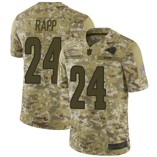 Rams 24 Taylor Rapp Camo Men Stitched Football Limited 2018 Salute To Service Jersey