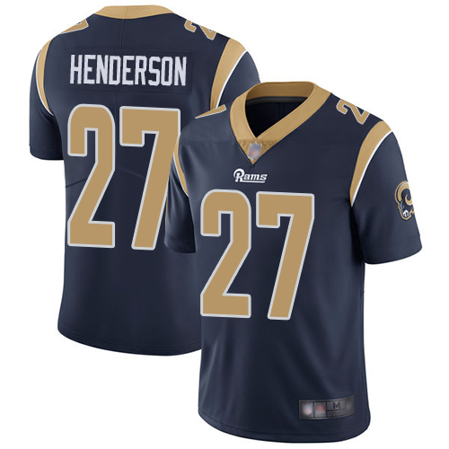 Rams 27 Darrell Henderson Navy Blue Team Color Men Stitched Foot