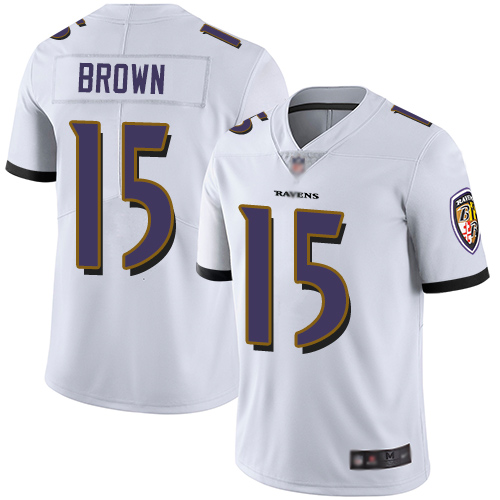 Ravens 15 Marquise Brown White Men Stitched Football Vapor Untouchable Limited Jersey