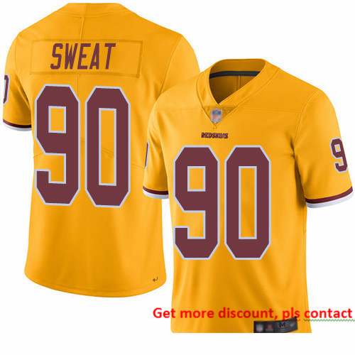 Redskins 90 Montez Sweat Gold Men Stitched Football Limited Rush Jersey