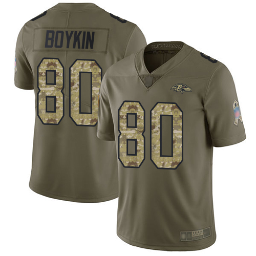 Ravens 80 Miles Boykin Olive Camo Men Stitched Football Limited 