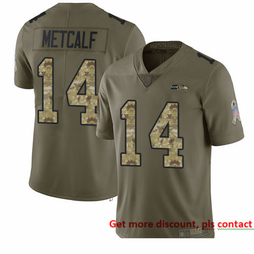 Seahawks 14 D K  Metcalf Olive Camo Men Stitched Football Limite