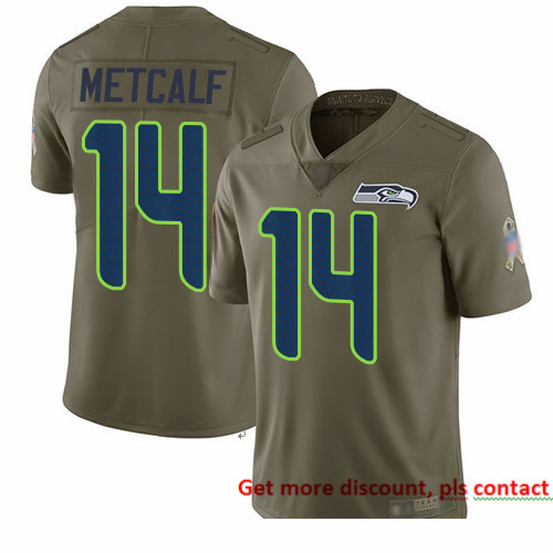 Seahawks 14 D K  Metcalf Olive Men Stitched Football Limited 201