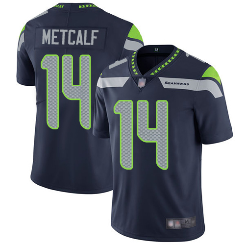 Seahawks 14 D K  Metcalf Steel Blue Team Color Men Stitched Football Vapor Untouchable Limited Jerse