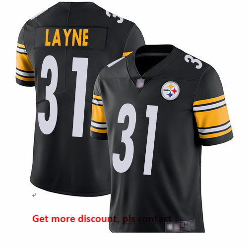 Steelers 31 Justin Layne Black Team Color Men Stitched Football 