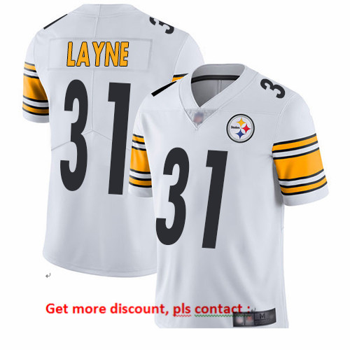 Steelers 31 Justin Layne White Men Stitched Football Vapor Untou