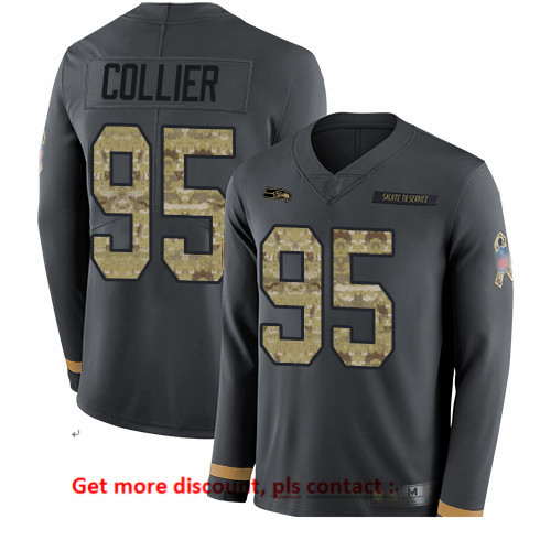 Seahawks 95 L J  Collier Anthracite Salute to Service Men Stitched Football Limited Therma Long Slee