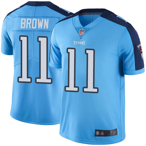 Titans 11 A J  Brown Light Blue Men Stitched Football Limited Ru