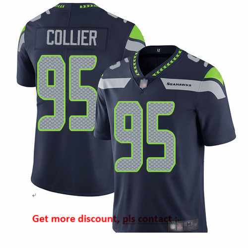 Seahawks 95 L J  Collier Steel Blue Team Color Men Stitched Football Vapor Untouchable Limited Jerse