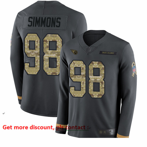 Titans 98 Jeffery Simmons Anthracite Salute to Service Men Stitched Football Limited Therma Long Sle