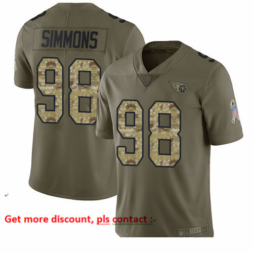 Titans 98 Jeffery Simmons Olive Camo Men Stitched Football Limited 2017 Salute To Service Jersey