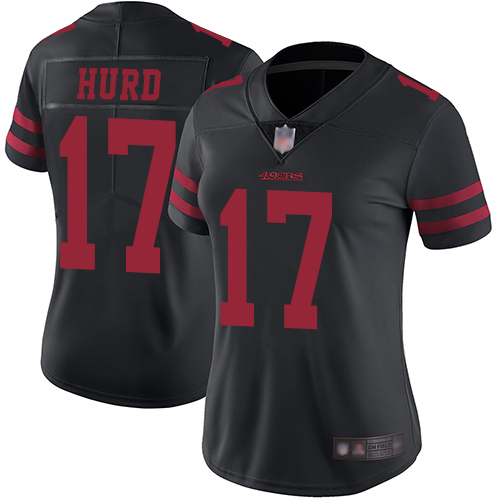 49ers 17 Jalen Hurd Black Alternate Women Stitched Football Vapo