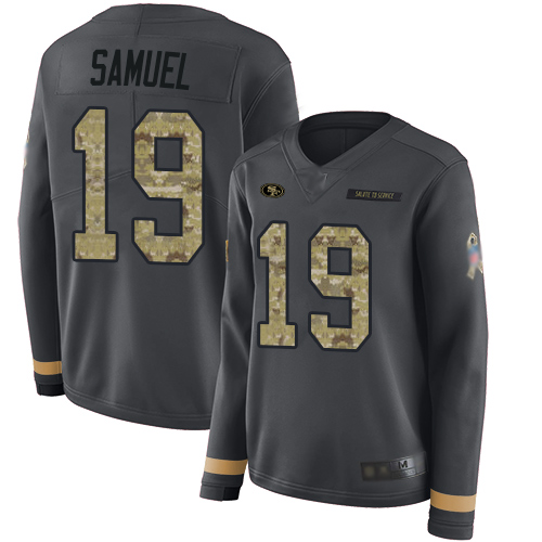 49ers 19 Deebo Samuel Anthracite Salute to Service Women Stitched Football Limited Therma Long Sleev