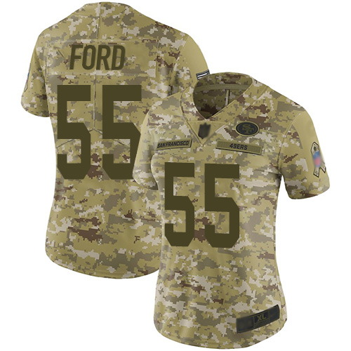 49ers 55 Dee Ford Camo Women Stitched Football Limited 2018 Salu