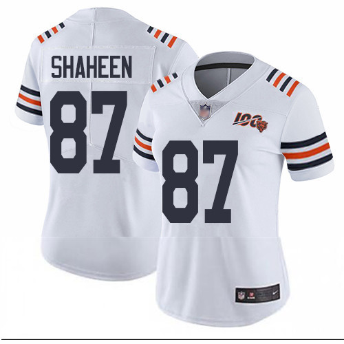 Bears 87 Adam Shaheen White Alternate Women Stitched Football Vapor Untouchable Limited 100th Season