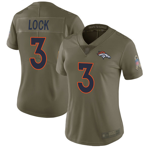 Broncos 3 Drew Lock Olive Women Stitched Football Limited 2017 S