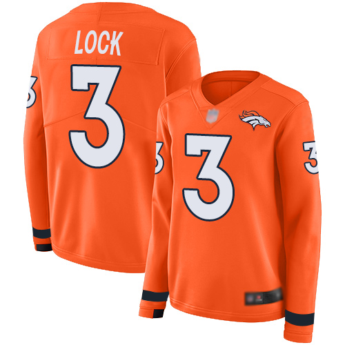 Broncos 3 Drew Lock Orange Team Color Women Stitched Football Li