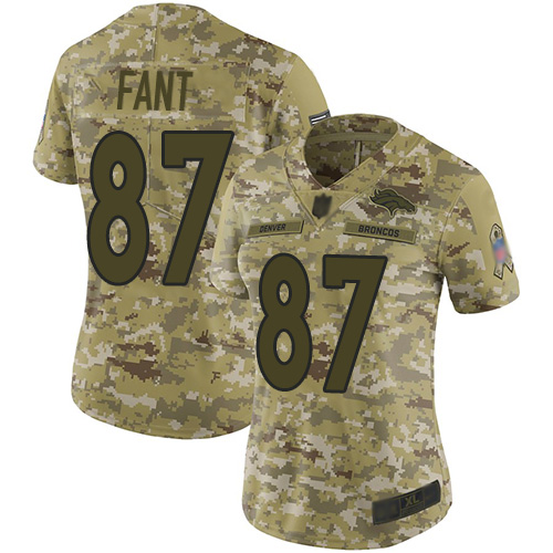 Broncos 87 Noah Fant Camo Women Stitched Football Limited 2018 S