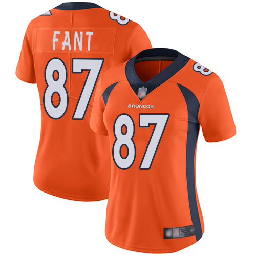 Broncos 87 Noah Fant Orange Team Color Women Stitched Football V