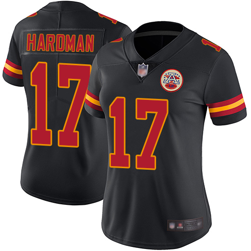 Chiefs 17 Mecole Hardman Black Women Stitched Football Limited R