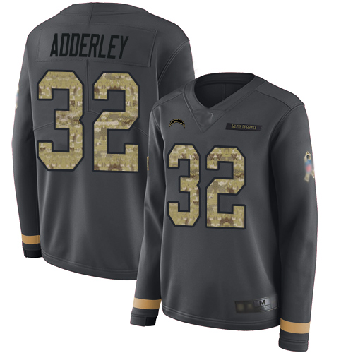 Chargers 32 Nasir Adderley Anthracite Salute to Service Women Stitched Football Limited Therma Long 