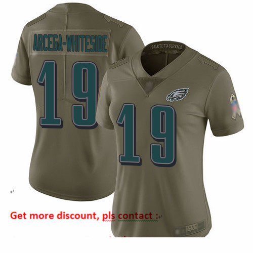 Eagles 19 JJ Arcega Whiteside Olive Women Stitched Football Limited 2017 Salute to Service Jersey