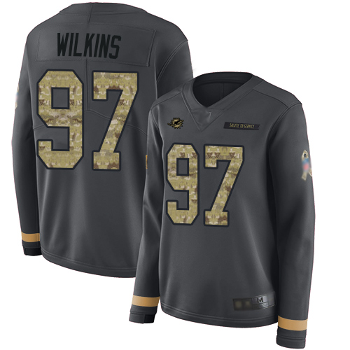 Dolphins 97 Christian Wilkins Anthracite Salute to Service Women Stitched Football Limited Therma Lo