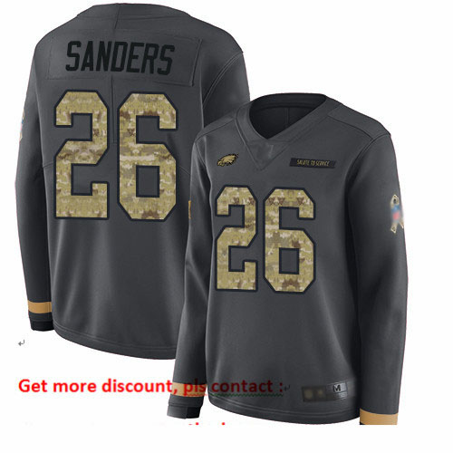 Eagles 26 Miles Sanders Anthracite Salute to Service Women Stitched Football Limited Therma Long Sle