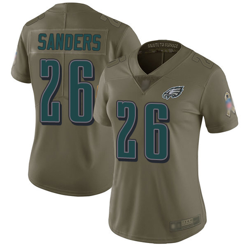 Eagles 26 Miles Sanders Olive Women Stitched Football Limited 20