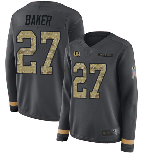 Giants 27 Deandre Baker Anthracite Salute to Service Women Stitched Football Limited Therma Long Sle