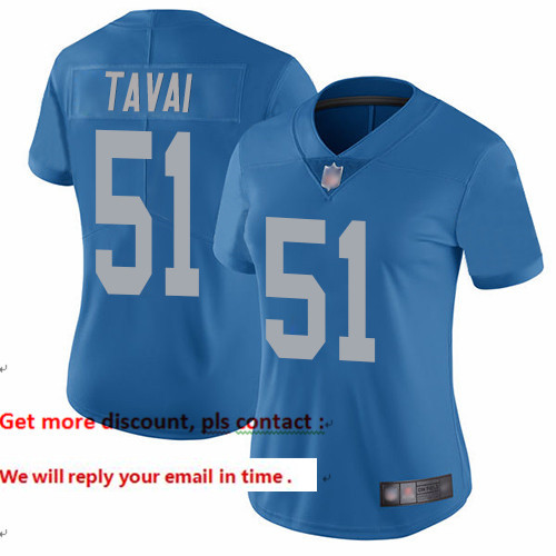 Lions 51 Jahlani Tavai Blue Throwback Women Stitched Football Vapor Untouchable Limited Jersey