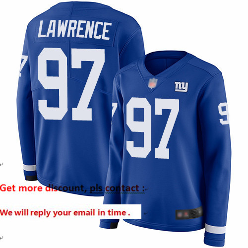 Giants 97 Dexter Lawrence Royal Blue Team Color Women Stitched Football Limited Therma Long Sleeve J