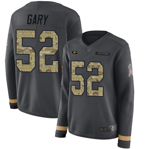 Packers 52 Rashan Gary Anthracite Salute to Service Women Stitched Football Limited Therma Long Slee