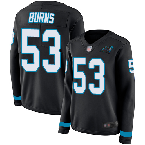 Panthers 53 Brian Burns Black Team Color Women Stitched Football