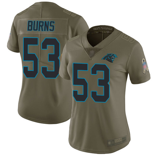 Panthers 53 Brian Burns Olive Women Stitched Football Limited 20