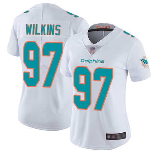 Dolphins 97 Christian Wilkins White Women Stitched Football Vapo