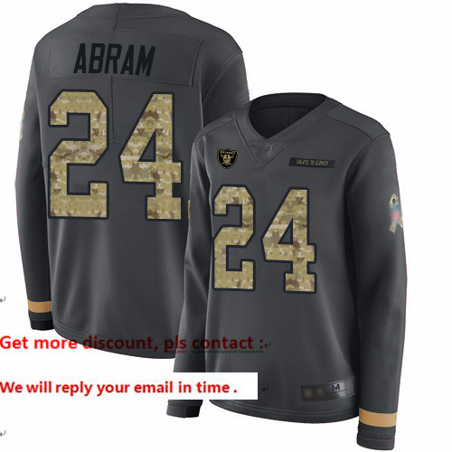 Raiders 24 Johnathan Abram Anthracite Salute to Service Women Stitched Football Limited Therma Long 