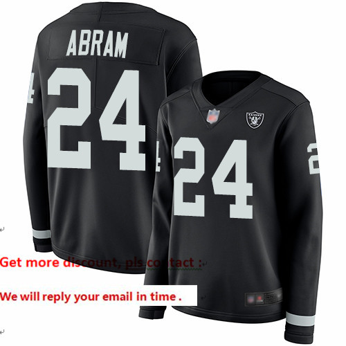 Raiders 24 Johnathan Abram Black Team Color Women Stitched Football Limited Therma Long Sleeve Jerse