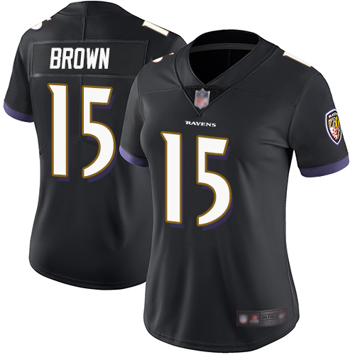 Ravens 15 Marquise Brown Black Alternate Women Stitched Football