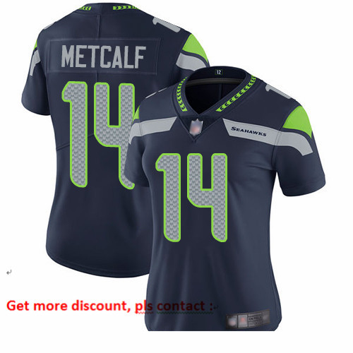 Seahawks 14 D K  Metcalf Steel Blue Team Color Women Stitched Football Vapor Untouchable Limited Jer