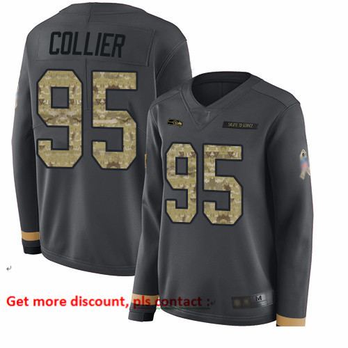 Seahawks 95 L J  Collier Anthracite Salute to Service Women Stitched Football Limited Therma Long Sl