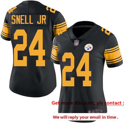 Steelers 24 Benny Snell Jr  Black Women Stitched Football Limite