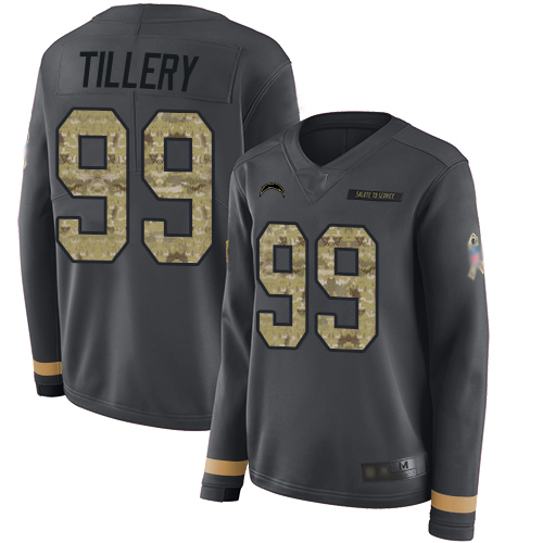 Chargers 99 Jerry Tillery Anthracite Salute to Service Women Stitched Football Limited Therma Long S