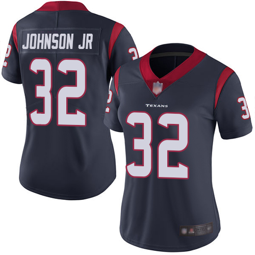 Texans 32 Lonnie Johnson Jr  Navy Blue Team Color Women Stitched Football Vapor Untouchable Limited 