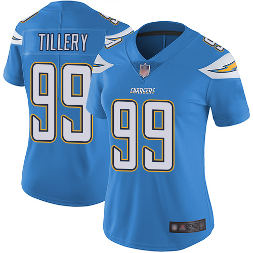 Chargers 99 Jerry Tillery Electric Blue Alternate Women Stitched Football Vapor Untouchable Limited 