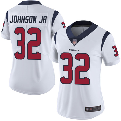 Texans 32 Lonnie Johnson Jr  White Women Stitched Football Vapor Untouchable Limited Jersey