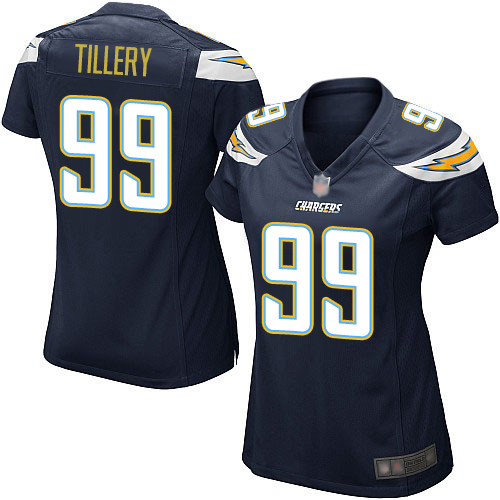 Chargers 99 Jerry Tillery Navy Blue Team Color Women Stitched Fo