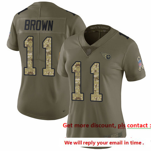 Titans 11 A J  Brown Olive Camo Women Stitched Football Limited 