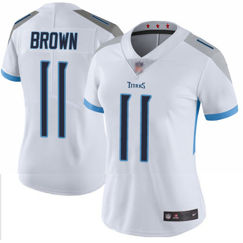 Titans 11 A J  Brown White Women Stitched Football Vapor Untouch